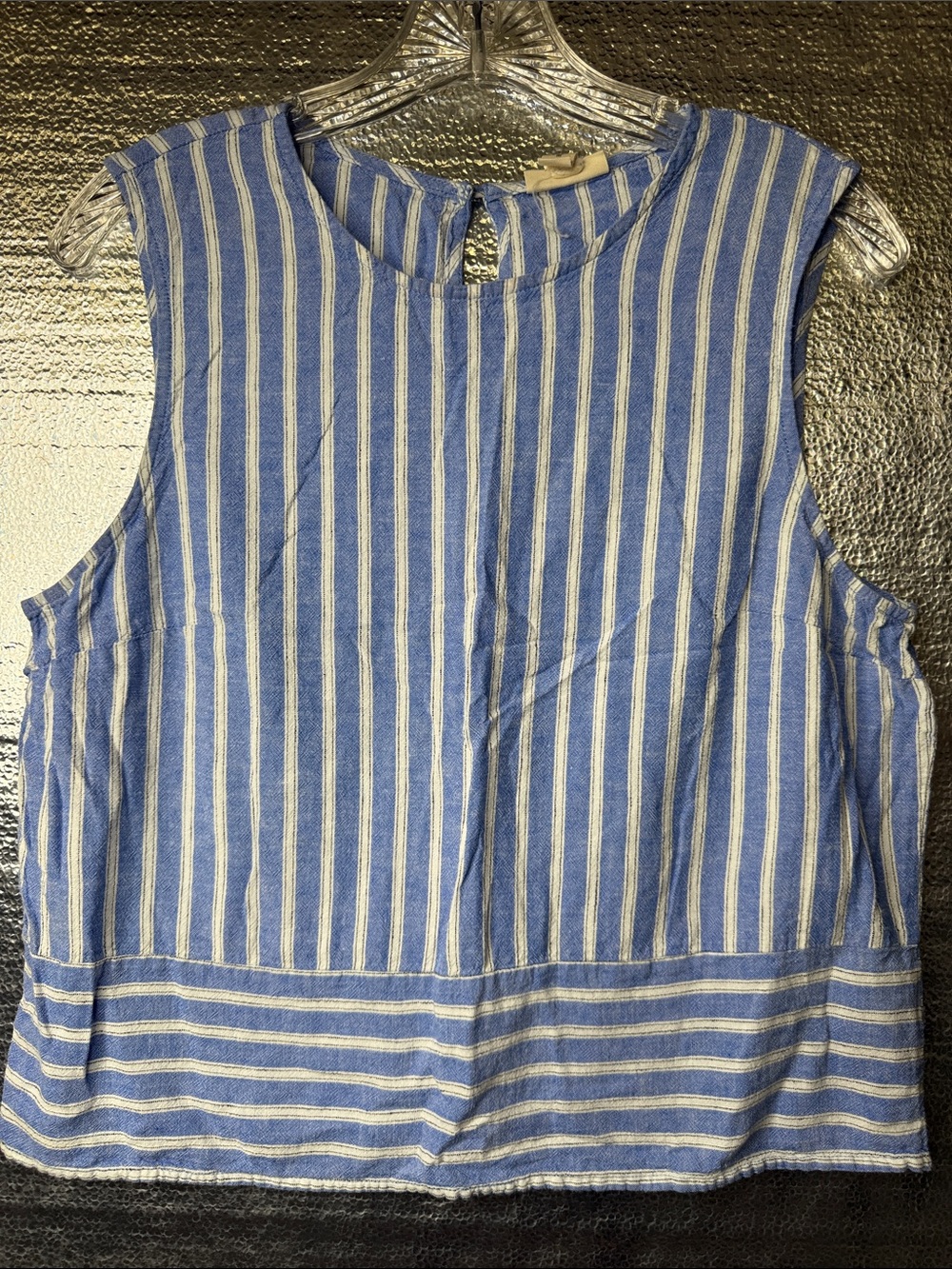 a.n.a Blue and White Striped Sleeveless Tank Top